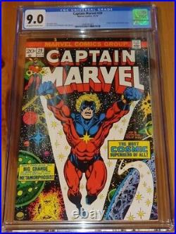 Captain Marvel #29 Cgc 9.0 Off White To White Pages Marvel Comics 1973 (sa)