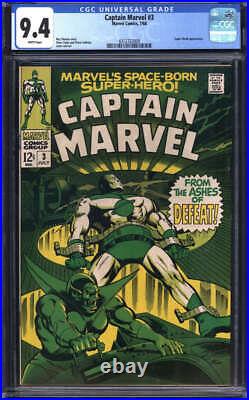 Captain Marvel #3 Cgc 9.4 White Pages // Super Skrull Appearance Marvel 1968