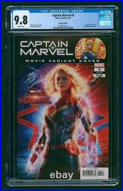 Captain Marvel #3 Movie Variant CGC 9.8 White Pages! Brie Larson Photo Cover