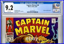 Captain Marvel #6 CGC 9.2 WHITE 1968 NM Silver Age JUST GRADED NEW CLEAR CASE