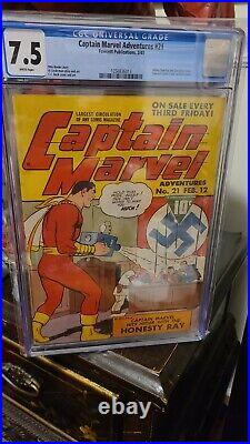 Captain Marvel Adventures #21 CGC 7.5 Feb 1943 Famous WWII Cover Shazam