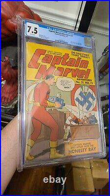 Captain Marvel Adventures #21 CGC 7.5 Feb 1943 Famous WWII Cover Shazam
