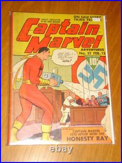 Captain Marvel Adventures #21 G- (1.8) 1943 February 12th Fawcett