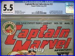 Captain Marvel Adventures #22 CGC 5.5 Fawcett 1943 1st app Mr. Mind (voice)