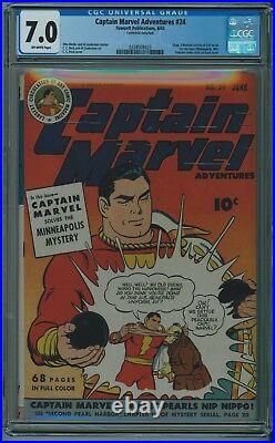 Captain Marvel Adventures #24 Cgc 7.0 Racially Insensitive Wwii Cvr Ow Pgs 1943