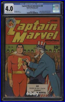 Captain Marvel Adventures #28 CGC 4.0 OWithW Pages Fawcett 1943 Shazaam
