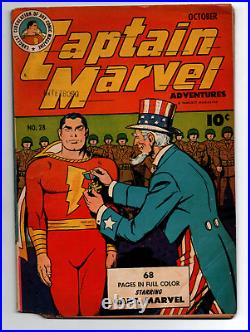 Captain Marvel Adventures #28 Uncle Sam vs Nazis/Hitler -Fawcett-1943- GD/VG