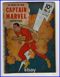Captain Marvel Adventures # 3 GD Fawcett Golden Age Comic Book Shazam Beck NE4