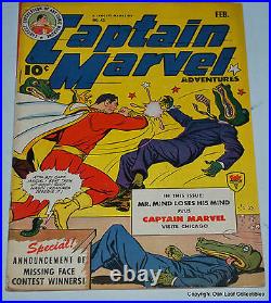 Captain Marvel Adventures 43 Golden Age Fawcett Comic Book 1945 Fine