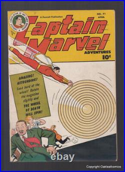 Captain Marvel Adventures 71 Wheel Of Death Fawcett Comic Book 1947 F-VF