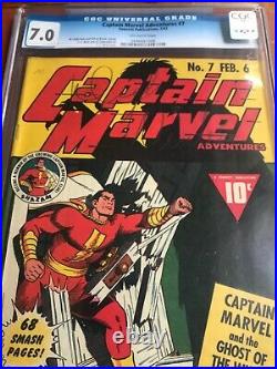 Captain Marvel Adventures 7 CGC 7.0 OW Fawcett CC Beck 1942 SWEET