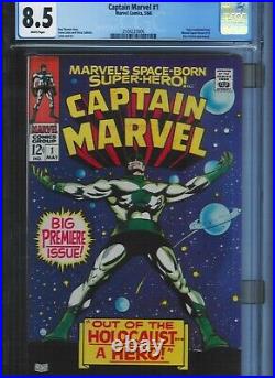 Cgc 8.5 Captain Marvel #1 White Pages 1st Series 1968 2nd Carol Danvers App