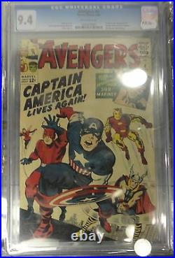 Cgc 9.4 The Avengers #4 1st Silver Age Appearance Of Captain America! 1964