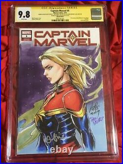 Cgc Ss 9.8captain Marvel #1original Art By Artgerm+mounts+signed Brie Larson