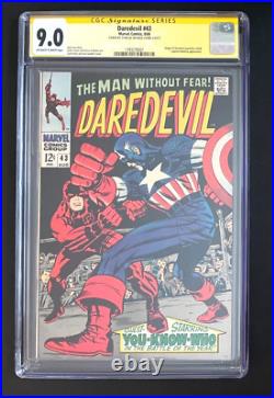 Daredevil #43 CGC 9.0 SS Stan Lee Signed Marvel Comics 1968 Captain America