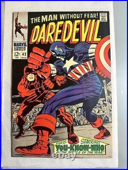 Daredevil #43. Marvel, 1968. Captain America Origin Retold. High Grade