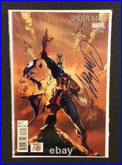 J SCOTT CAMPBELL REMARQUED Spider-Man Captain America Marvel Comics Original Art