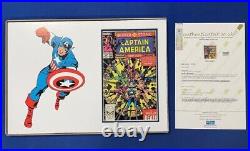 Marvel Captain America Comic Signed by Stan Lee & Joe Simon in 19 x 12 Display