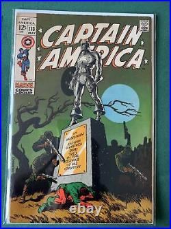 Marvel Comics Captain America #113 Death Of Last Steranko Art 1969 Silver Age