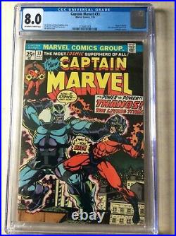 Marvel Comics Captain Marvel #33 CGC 8.0 OWithWP? MCU Key Origin of Thanos