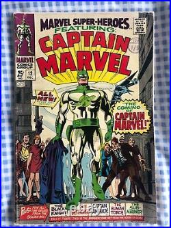 Marvel Super Heroes 12, 13 (1967) Origin & 1st app Captain Marvel (Mar-vell)