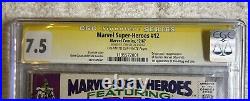Marvel Super Heroes #12 CGC SS 7.5 Signed Stan Lee 1st Captain Marvel KEY