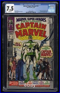 Marvel Super-Heroes #12 CGC VF- 7.5 White Pages 1st Appearance Captain Marvel