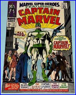 Marvel Super-Heroes 12 VF- 1967 1st Appearance Captain Marvel Gene Colan