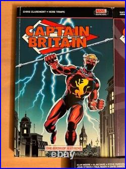 Marvel UK CAPTAIN BRITAIN 5 TPB lot ALAN MOORE Davis VOL 1 2 3 4 5 graphic novel
