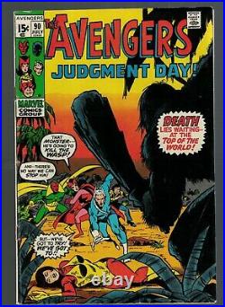 Marvel comics Avengers 90 6.5 FN+ double cover Judgement Day 1971 captain