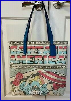NEW Coach 2547 Marvel Tote Captain America Leather & Canvas Shoulder Bag $298