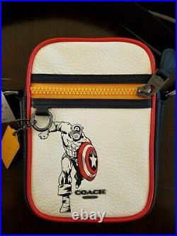 Nwt Coach 2430 Limited Edition Marvel White Leather Crossbody Captain America