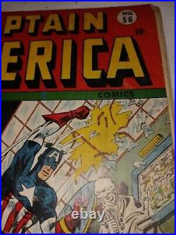 Rare 1946 Captain America Comics #56 Bucky Human Torch Great Raw 3.0+ Copy