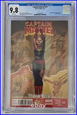 Rare 2013 Captain Marvel #14 Cgc 9.8 White Pages Key 1st Kamala Khan