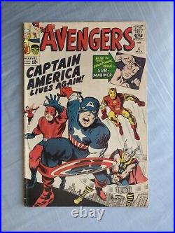 THE AVENGERS #4 1st S. A. Captain America Beautiful Mid Grade