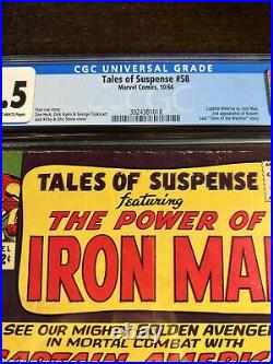 Tales of Suspense #58 CGC 6.5 OWW (1964) Cap vs Iron Man