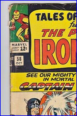 Tales of Suspense #58 Silver Age Marvel Comic CAPTAIN AMERICA vs IRON MAN