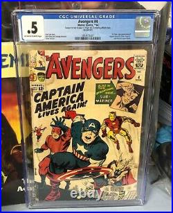 The Avengers #4 Marvel Comic Book 1663 CGC. 5 / 1st Silver Age Captain America