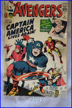 Vintage 1963 Marvel Avengers #4 Comic Book 1st Captain America Silver Age