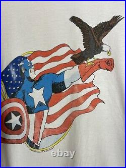 Vintage 1990 Captain America Marvel Comic Movie Artwork Promo Tee Shirt Size XL