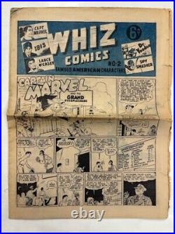 WHIZ COMICS AUSTRALIAN NEWSPAPER #2 FAWCETT Reprint Captain Marvel 1943 VG