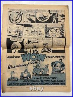 WHIZ COMICS AUSTRALIAN NEWSPAPER #2 FAWCETT Reprint Captain Marvel 1943 VG