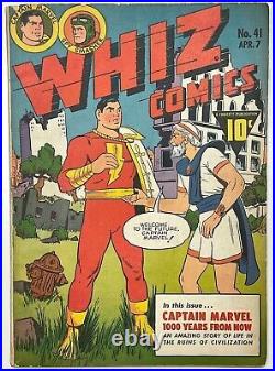 Whiz Comics #41 Golden Age Captain Marvel Comics! Fawcett 1943 VG+